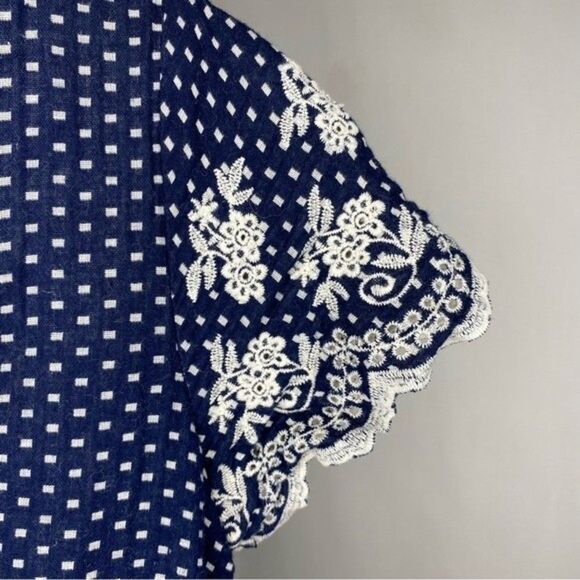Francesca's Jun & Ivy Blue White Embroidered Floral Eyelet Fit & Flare Dress M - Picture 10 of 10